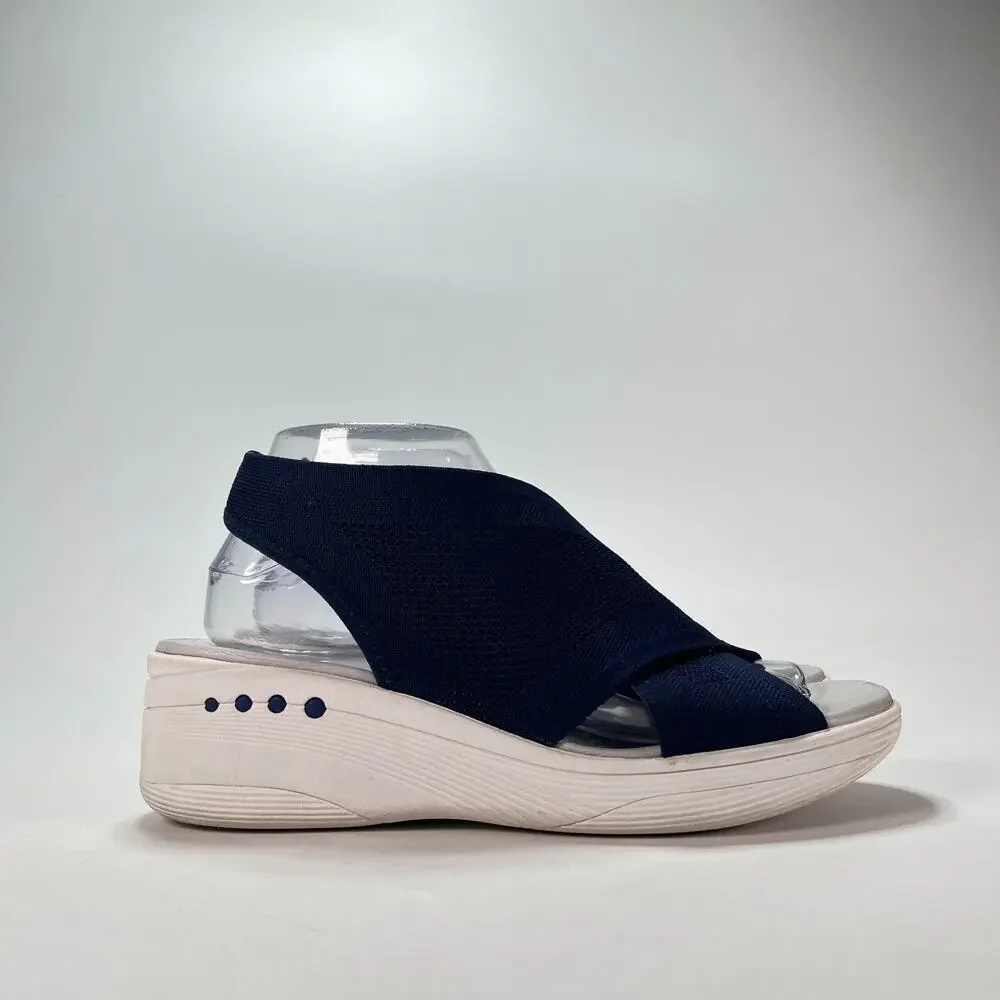 Easy Spirit Blast2 Navy Blue Crisscross Straps Wedge Sandals Women's Size 8.5W